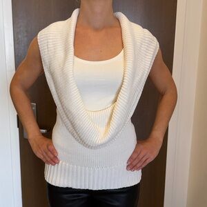 Old Navy Elegant Cream Deep Cowl Neck Sweater Vest (Cream tank not included)